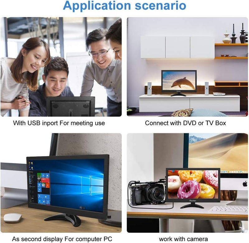 Prechen 11.6 Inch Security Monitor,Small Surveillance Monitor HDMI VGA AV BNC USB BNC Input,1366x768 Computer Display with Speakers for CCTV DVR Office and Home Security Camera System Surveillance - Image 4